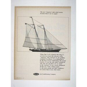 Print Ad F&M Schaefer Brewing Carrier Air Conditioning 1967 America Yacht Vintag
